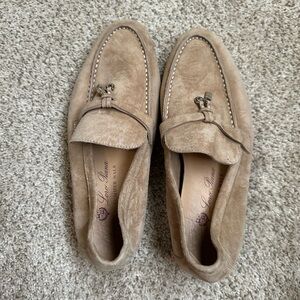 Loro Piana Tan Suede Flats Classic Loafers